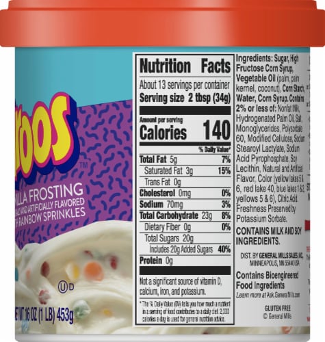 Betty Crocker DunkAroos Vanilla Frosting with Rainbow Sprinkles Perspective: right