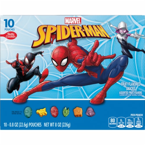 Spiderman Gluten Free Fruit Flavored Snack Treat Pouches Kids School Snacks Perspective: right