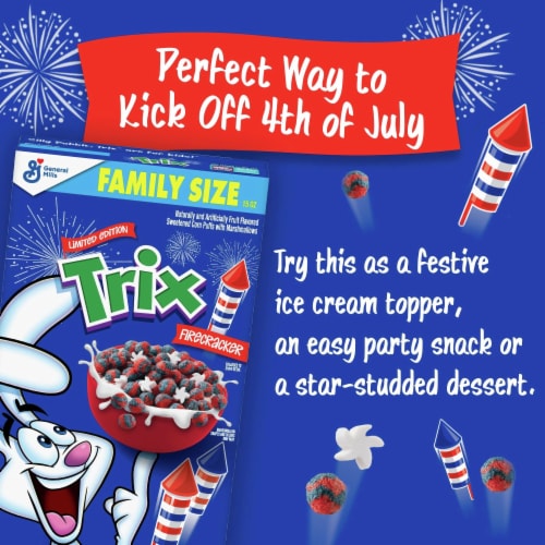 Trix Fireworks Fruity Breakfast Cereal with Marshmallows Perspective: right