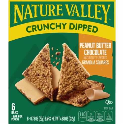 Nature Valley Whole Grain Peanut Butter Chocolate Crunchy Dipped Granola Squares Perspective: right