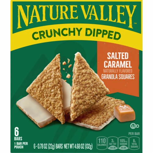 Nature Valley Whole Grain Salted Caramel Crunchy Dipped Granola Squares Lunch Box Snacks Perspective: right