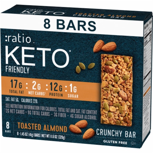 Ratio KETO Friendly Toasted Almond Crunchy Bars Gluten Free Snacks Perspective: right