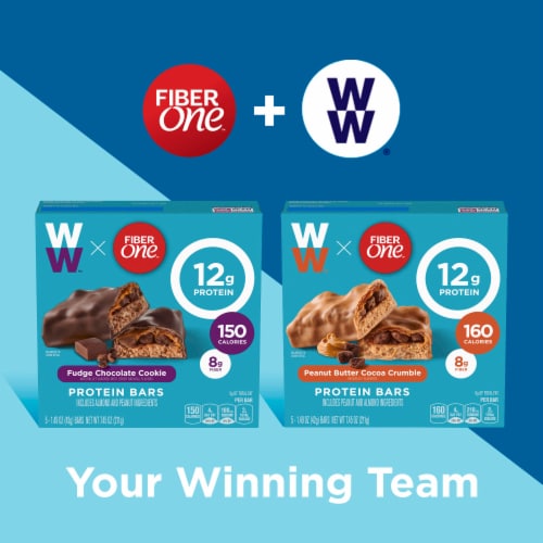 Fiber One Weight Watchers Peanut Butter Cocoa Crumble Chewy Protein Bars Healthy Snacks Perspective: right