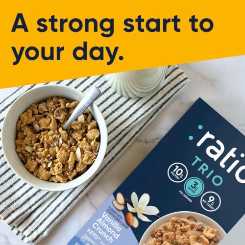 Ratio Trio Keto Friendly Vanilla Almond Crunch Cereal Perspective: right