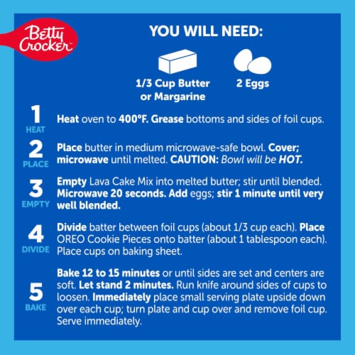 Betty Crocker OREO Lava Cake With OREO Cookie Pieces Baking Mix Perspective: right