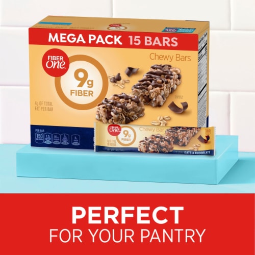 Fiber One Chewy Bars Oats & Chocolate Fiber Snacks Mega Pack Perspective: right