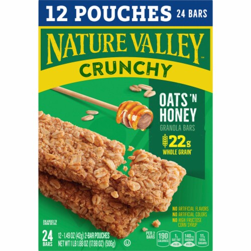 Nature Valley Whole Grain - Oats 'n Honey Crunchy Granola Bars Sweet Salty Bulk Lunch Box Snacks Perspective: right