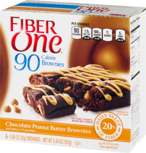 Fiber One 90 Calorie Brownies - Chocolate Peanut Butter Brownies Perspective: right