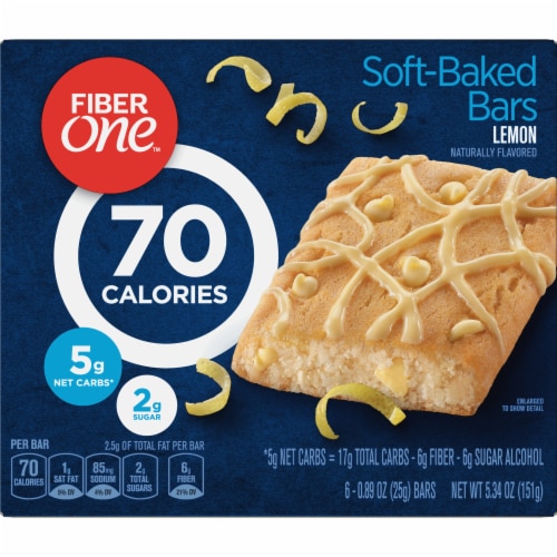 Fiber One Lemon 70 Calorie Soft Baked Bars Low Net Carb Snacks Perspective: right
