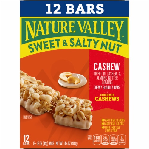 Nature Valley Whole Grain - Cashew Sweet and Salty Nut Chewy Granola Bars Lunch Box Snacks Perspective: right