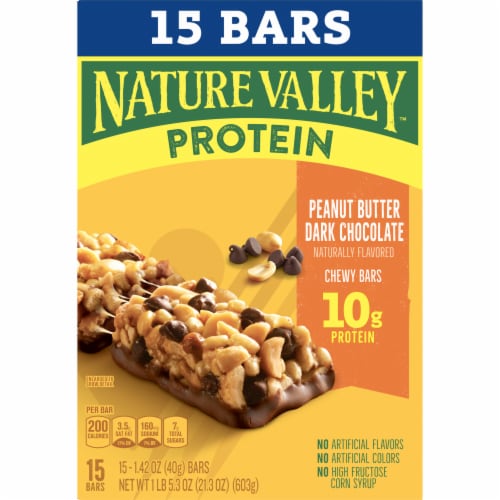 Nature Valley Chewy Protein Peanut Butter Dark Chocolate Granola Bars Perspective: right