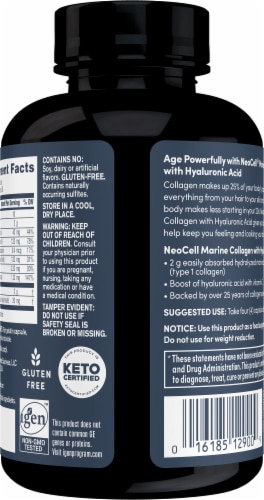 NeoCell Marine Collagen Type 1 and 3 and Hyaluronic Acid Capsules Perspective: right