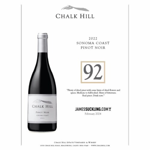 Chalk Hill Pinot Noir California Red Wine Perspective: right