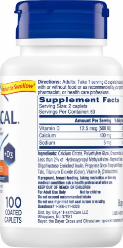 Citracal Petites Calcium Citrate Plus D3 Coated Caplets 100 Count Perspective: right