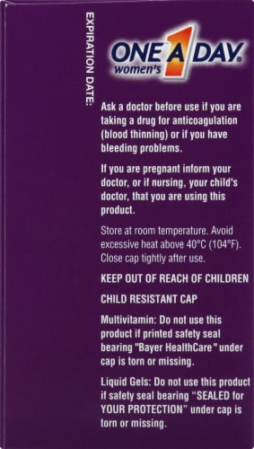 One A Day Women's Prenatal Vitamins with Folic Acid DHA & Iron Supplement Liquid Gels & Tablets Perspective: right