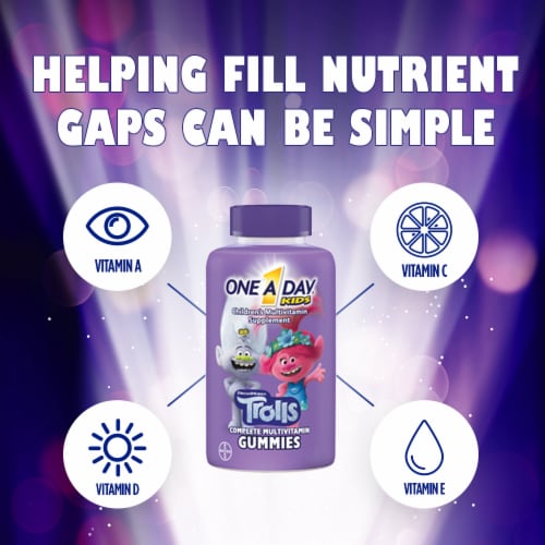 One A Day Kids Trolls Multivitamin Gummies Perspective: right