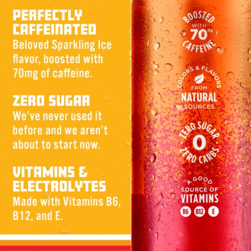 Sparkling Ice® +Caffeine Strawberry Citrus Sparkling Water Perspective: right