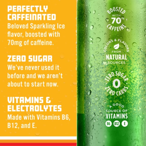 Sparkling Ice® Caffeinated Triple Citrus Flavored Sparkling Water Can Perspective: right