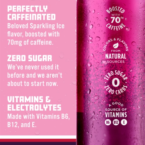 Sparkling Ice® Caffeinated Black Raspberry Flavored Sparkling Water Can Perspective: right