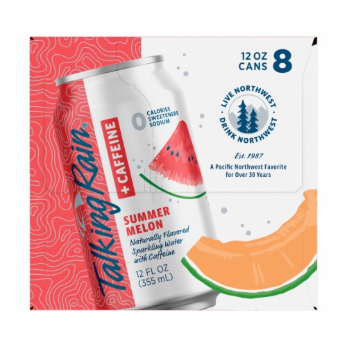 Talking Rain +Caffeine Summer Melon Naturally Flavored Sparkling Water Perspective: right