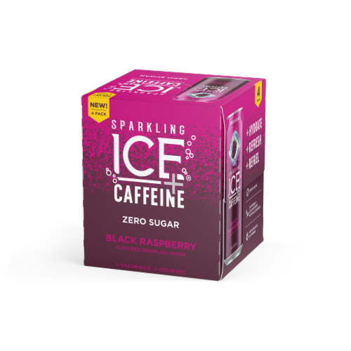 Sparkling Ice® Caffeinated Black Raspberry Flavored Sparkling Water Cans Perspective: right