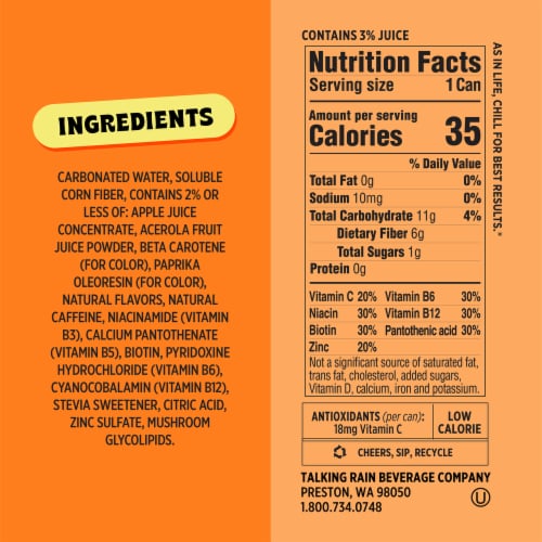 Popwell Orange Cream Caffeinated Soda 12oz Can Perspective: right