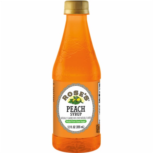 Rose's Peach Simple Syrup Bottle Perspective: right