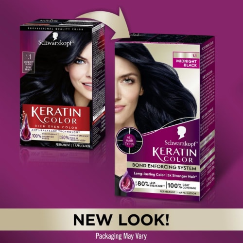 Schwarzkopf® Keratin Color 1.1 Midnight Black Permanent Hair Color Perspective: right