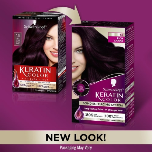 Schwarzkopf® Keratin Permanent Hair Color Kit - 1.9 Rich Caviar Perspective: right