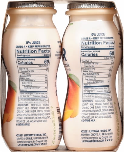 Lifeway Mango Organic Probiotic Low Fat Kefir Drinks Perspective: right