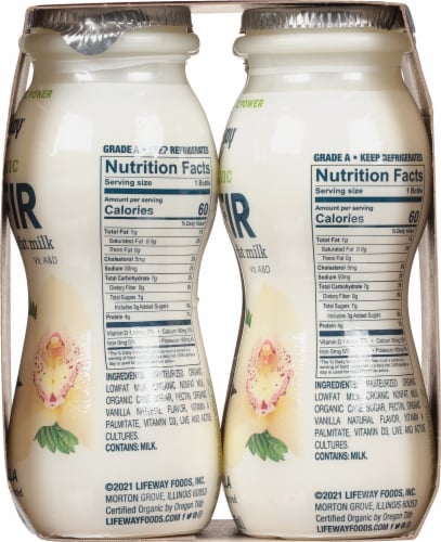 Lifeway Vanilla Organic Probiotic Low Fat Kefir Drinks Perspective: right