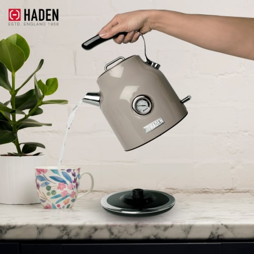 Haden Heritage 1.7 Liter Stainless Steel Body Retro Electric Tea Kettle,  White