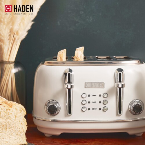 Haden Heritage 4-Slice Wide Slot Toaster - Ivory White Perspective: right