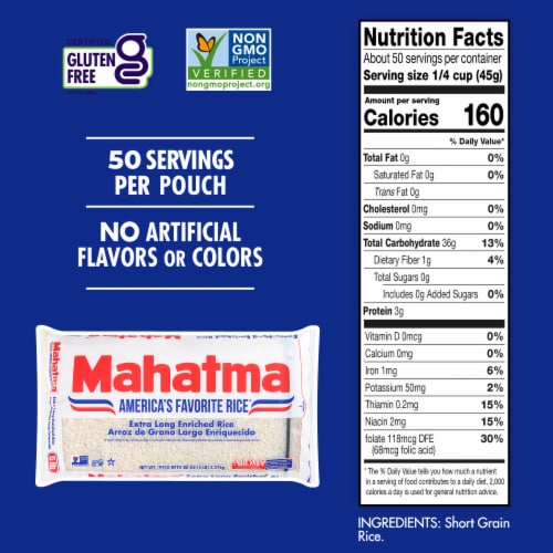 Mahatma Gluten-Free Extra Long Grain White Rice Perspective: right