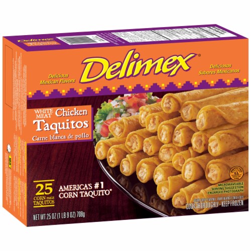 Delimex White Meat Chicken Taquitos Frozen Appetizers 25 Count Perspective: right