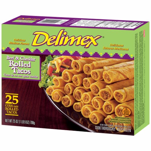 Delimex Beef & Cheese Rolled Taco Taquito Frozen Appetizers 25 Count Perspective: right