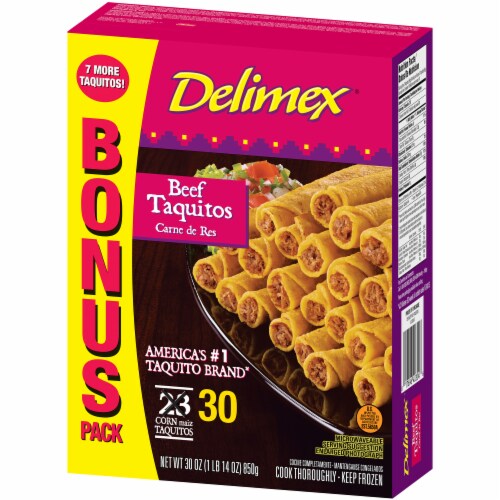 Delimex Beef Taquito Bonus Pack Frozen Appetizers 30 Count Perspective: right