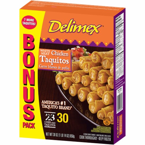 Delimex Chicken Taquitos Frozen Appetizer 30 Count Perspective: right