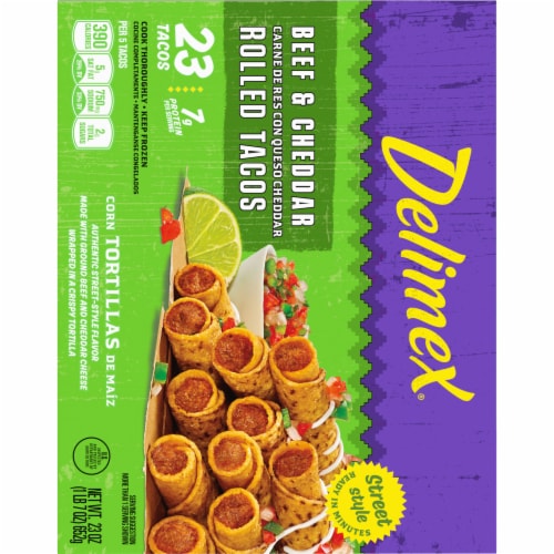 Delimex Beef & Cheddar Corn Rolled Tacos Frozen Snacks Perspective: right