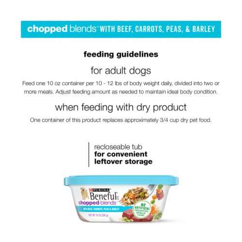 Purina® Beneful® Chopped Blends™ Beef Carrots Peas & Barley Wet Dog Food Perspective: right