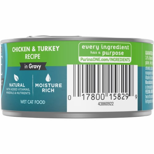 Purina ONE True Instinct Chicken & Turkey Recipe in Gravy Natural Wet Cat Food Perspective: right