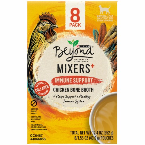 Purina Beyond® Mixers + Immune Support Cat Food Complement Chicken Bone Broth Pouches Perspective: right