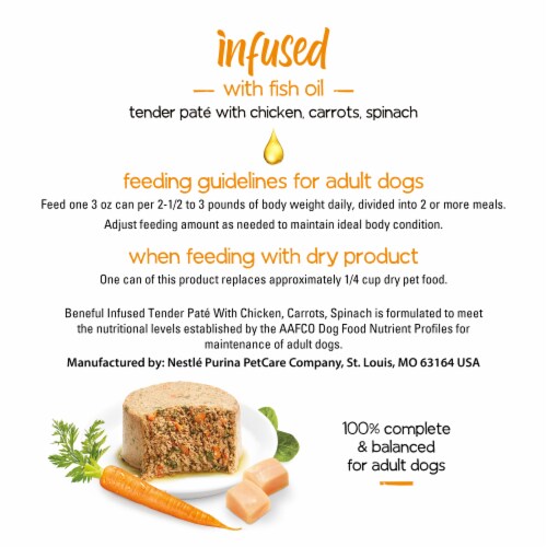 Purina Beneful Infused Wet Dog Food Pate With Real Chicken, Carrots and Spinach, With Fish Oil Perspective: right