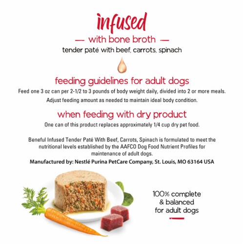 Purina Beneful Infused Wet Pate Dog Food With Real Beef, Carrots, Spinach and Bone Broth Perspective: right
