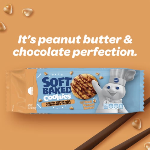 Pillsbury Soft Baked Cookies Peanut Butter with Chocolatey Drizzle Perspective: right