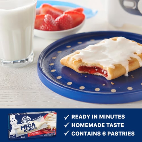 Pillsbury Toaster Strudel Limited Edition Mega Icing Strawberry Flavored Frozen Pastries Perspective: right