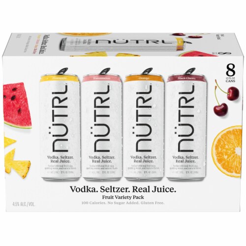 NUTRL Vodka Hard Seltzer, Real Fruit Juice Variety Perspective: right