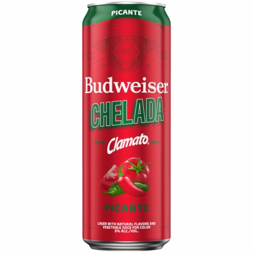 Budweiser Chelada Picante Beer Single Can Perspective: right