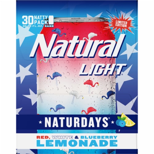 Natural Light Red White and Blueberry Lemonade Flavored Beer Perspective: right