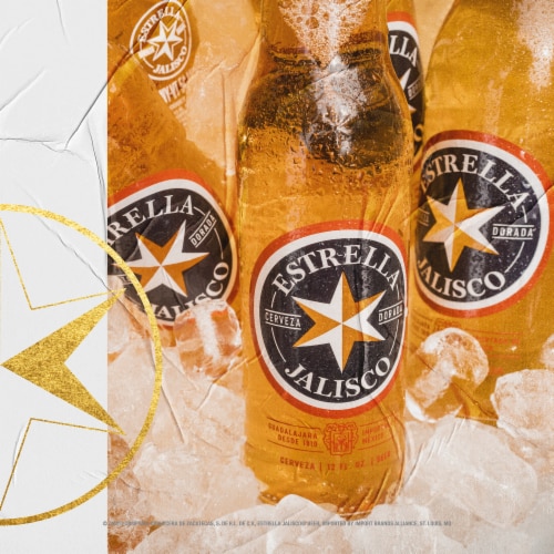 Estrella Jalisco Import American Lager Beer Perspective: right